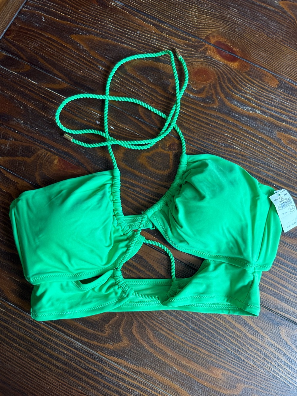 aerie Bright Green Twist Front Bikini Top